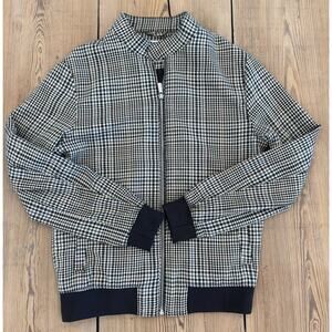 Zara Full Zip Checkered Plaid Pattern Men's Bomber Jacket Small
